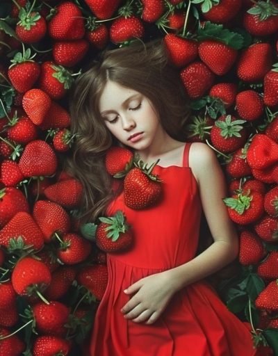 дзяўчына ў клубніцы