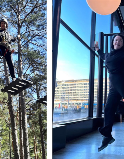 Жанчына ў скачку і жанчына на падвеснай сцежцы